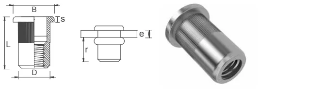 dimension insert rivet nut